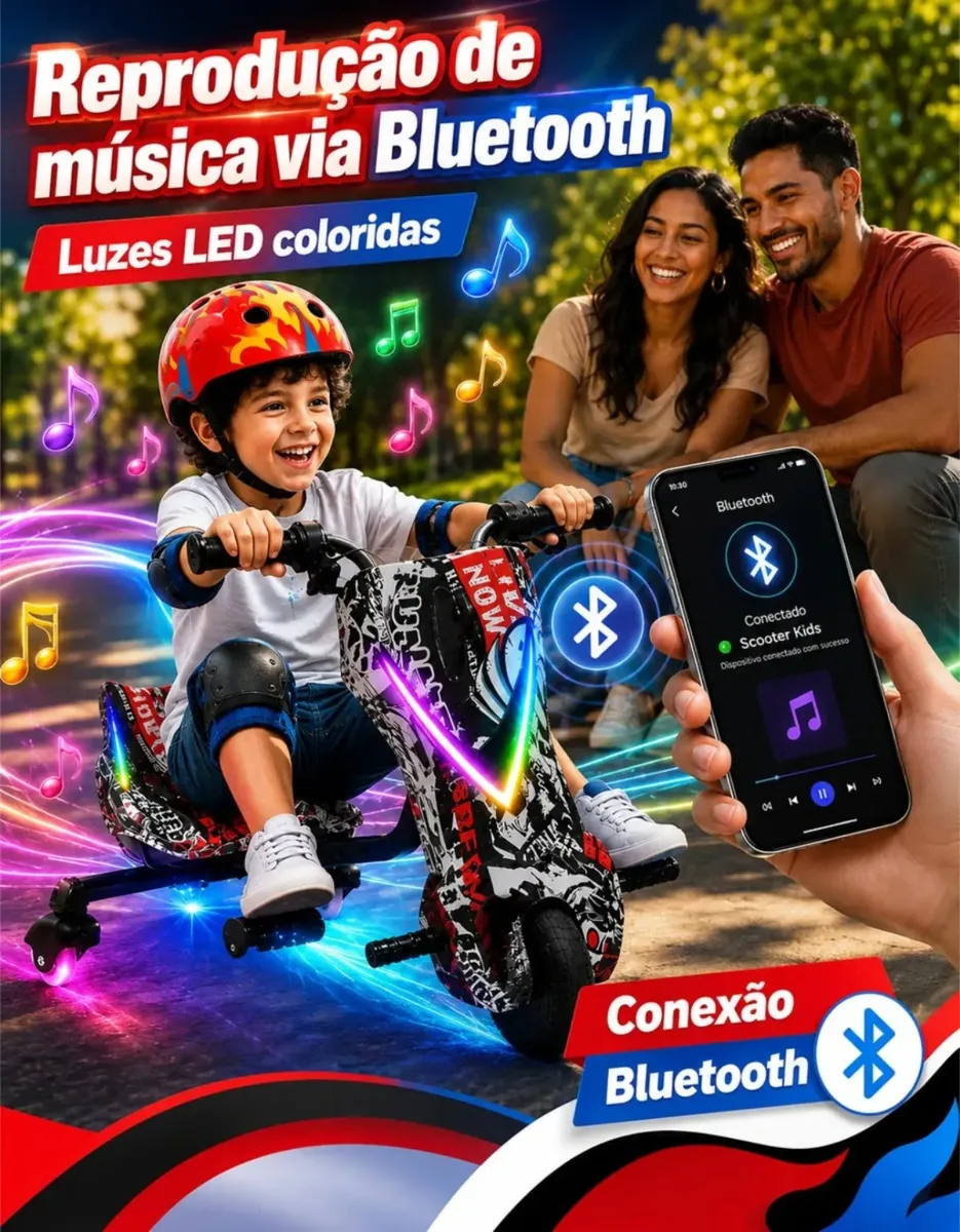 Triciclo Elétrico Drift Grande 350 W 36 V Suporta 90 kg + Brinde — foto 6